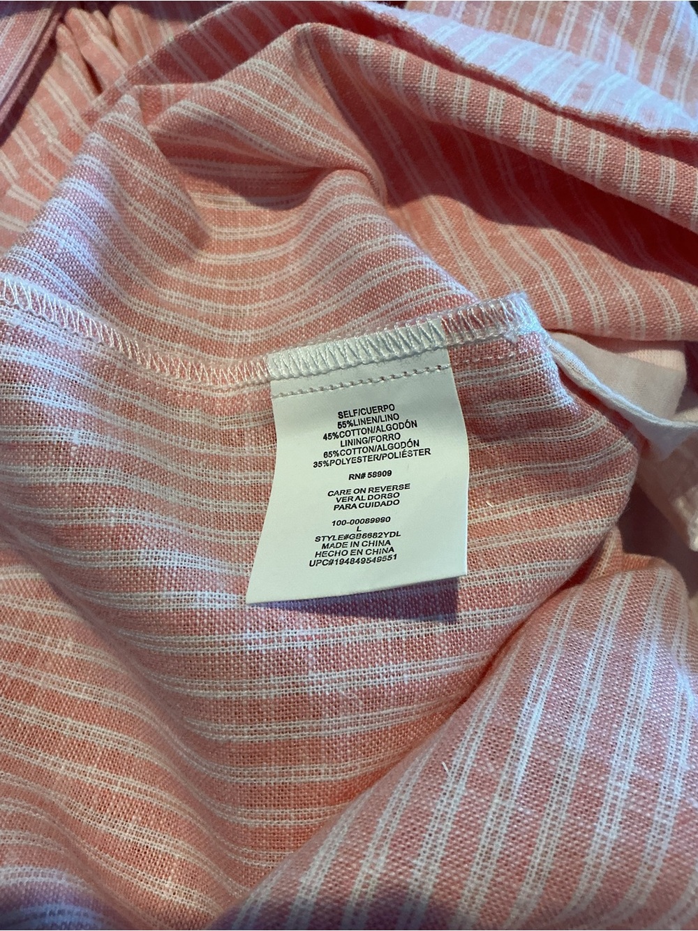 NWT GB Pink Striped Linen Blend Paperbag Shorts Size L - Picture 6 of 10